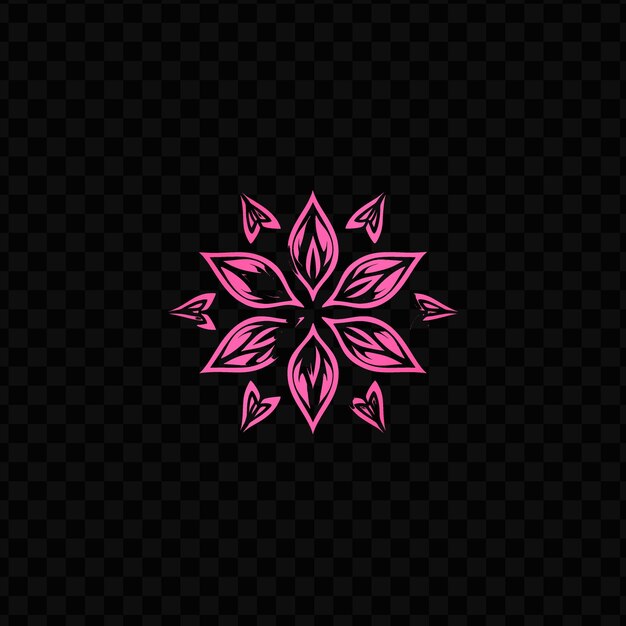 PSD pink snowflake on a black background