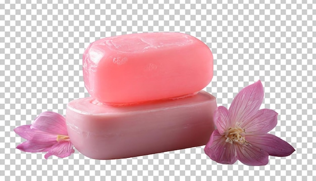 PSD pink soap isolated on transparent background