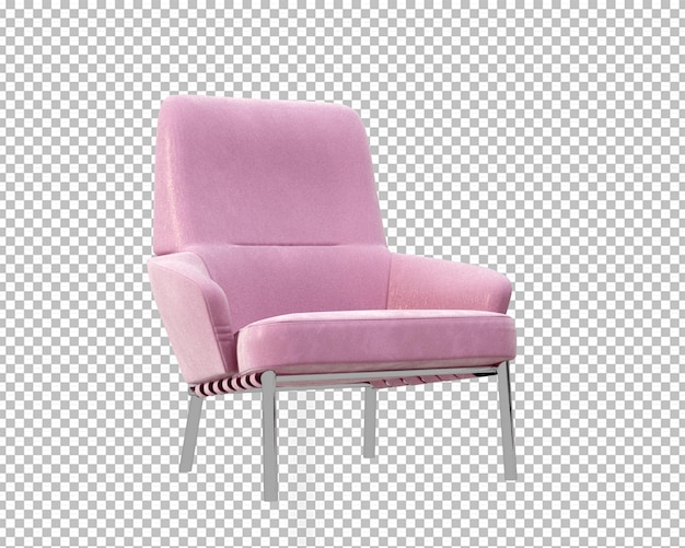 Pink sofa in 3d rendering isolated