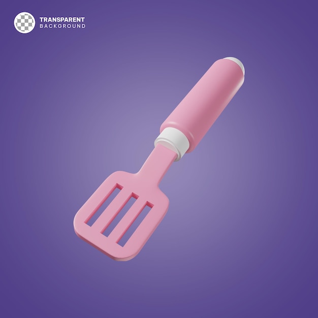 PSD a pink spatula with a white handle and a purple background.