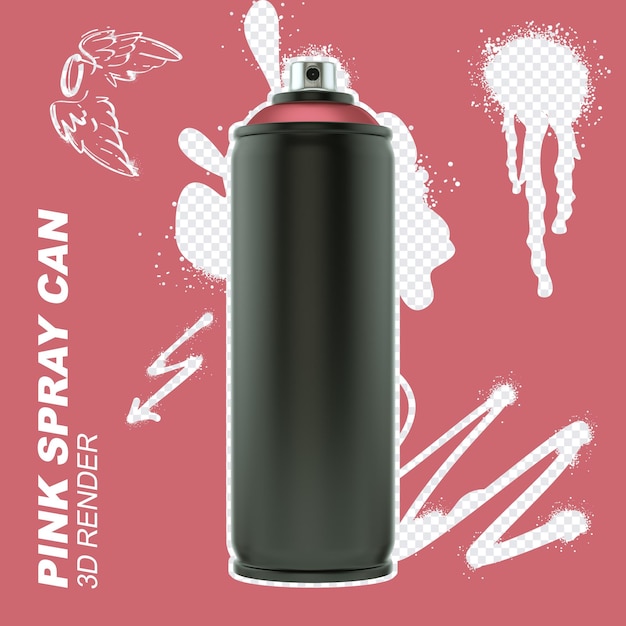 PSD pink spray can front view 3d rendering