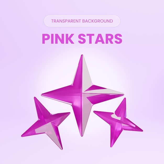 Pink stars 3d rendering illustration