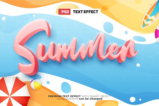 Pink summer hype beach 3d editable text effect style