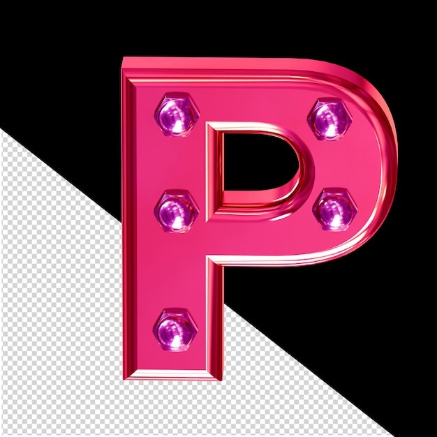 Pink symbol with bolts letter p