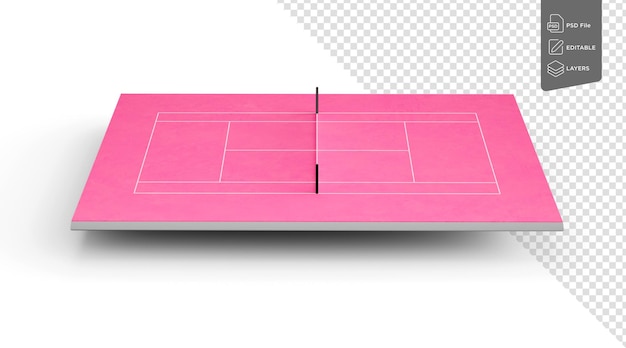 Campo da tennis rosa o parco giochi per donne isolato su sfondo bianco 3d'illustrazione