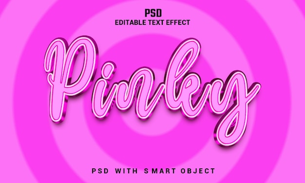 Pink text effect with a pink circle on the bottom.