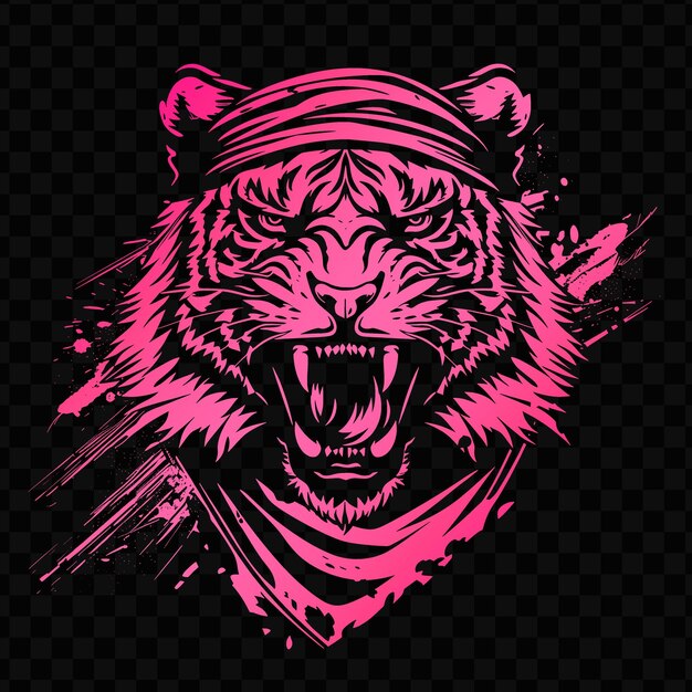 PSD a pink tiger with a pink mask on its head