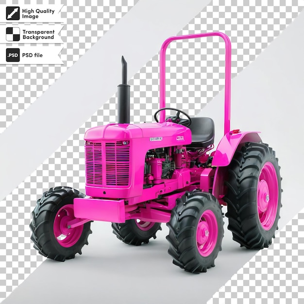 PSD a pink tractor with a pink trailer on it