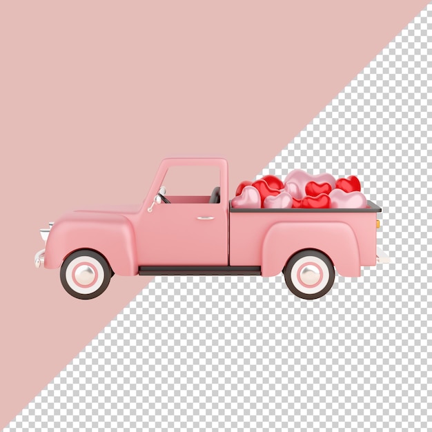 PSD pink truck isolated 3d render