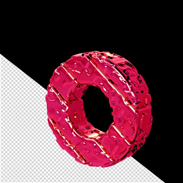 The pink unpolished 3d symbol turned to the left letter o