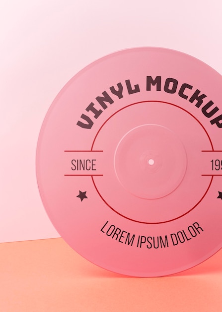 Pink vinyl record mockup