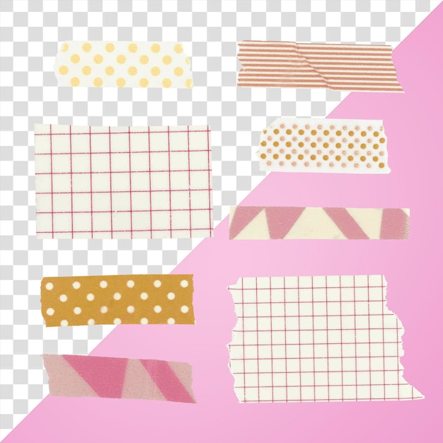 투명한 배경에 핑크 와시 테이프 png 클리파트 귀여운 패턴 컬렉션