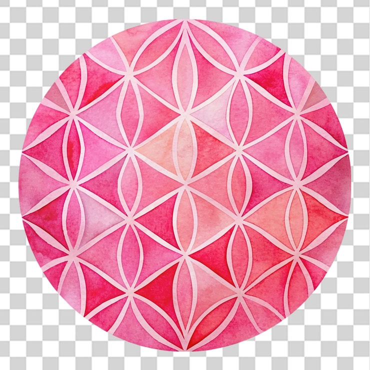PSD pink watercolor round geometric isolated on transparent background