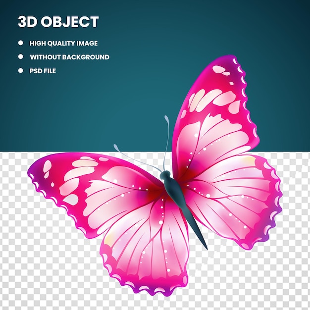 PSD pink and white butterfly