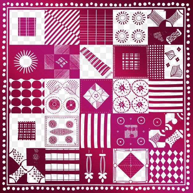 A pink and white collage of a design with a pink and white pattern