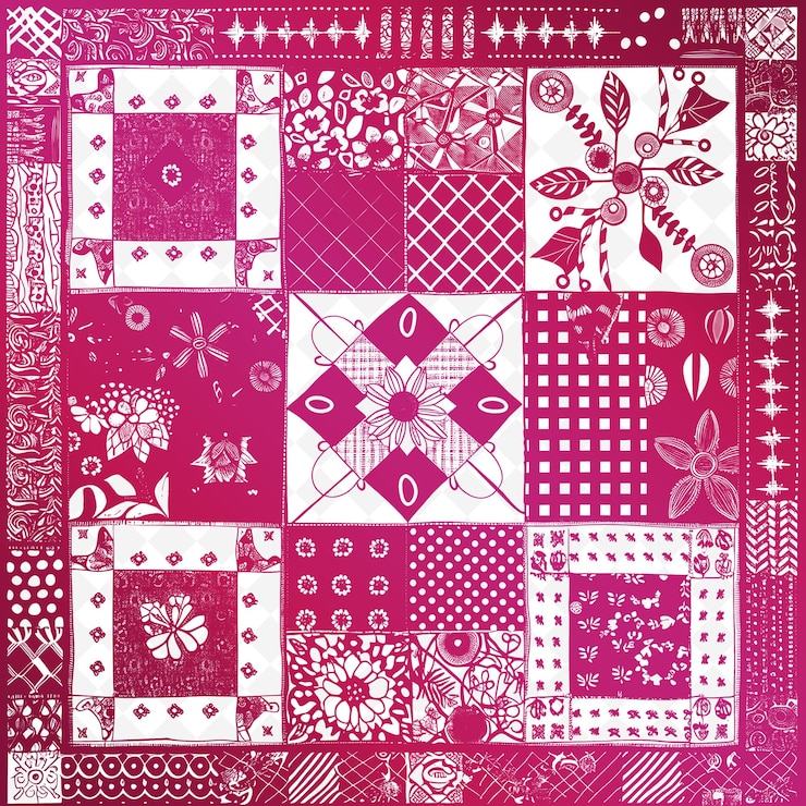 PSD a pink and white collage of various patterns including a design