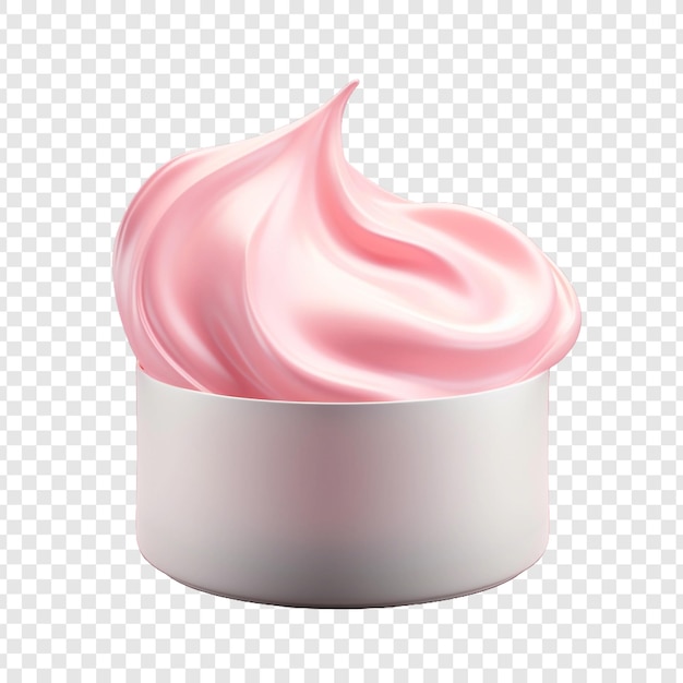 PSD a pink and white container of cream isolated on transparent background