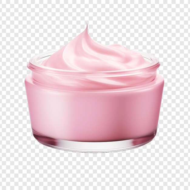 PSD un contenitore rosa e bianco di crema isolato su uno sfondo trasparente