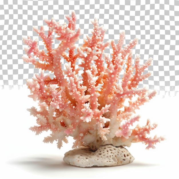 PSD a pink and white coral with a starfish on a checkered background