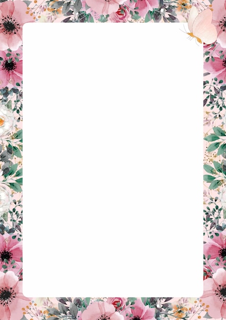 PSD pink and white cute floral page border