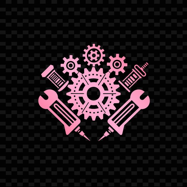 PSD a pink and white design of a snowflake with the words quot gears quot on it