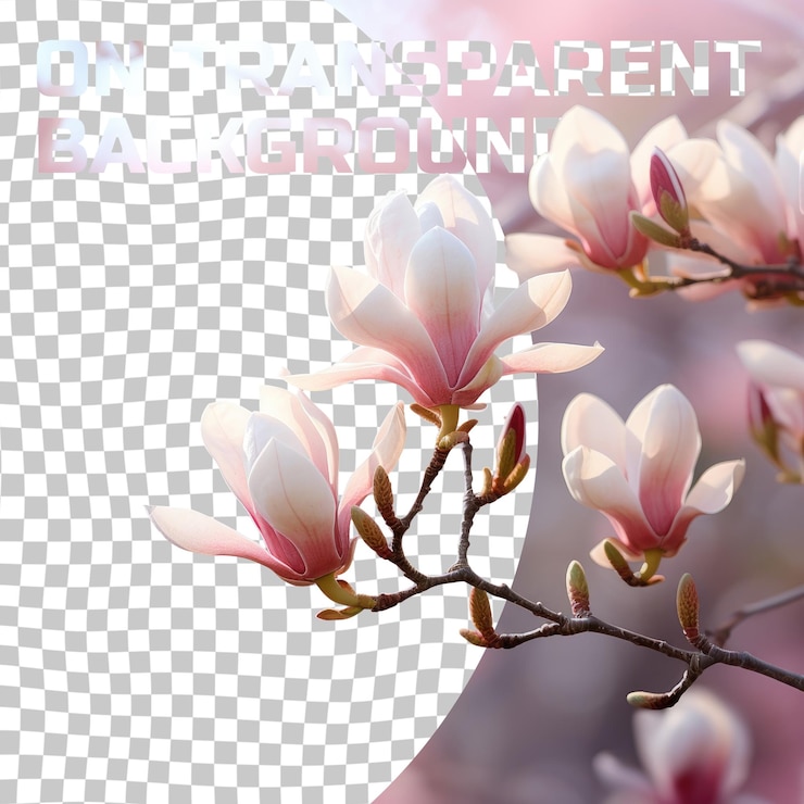 PSD 透明背景上的粉红色和白色花朵是一件令人惊叹的花卉艺术品