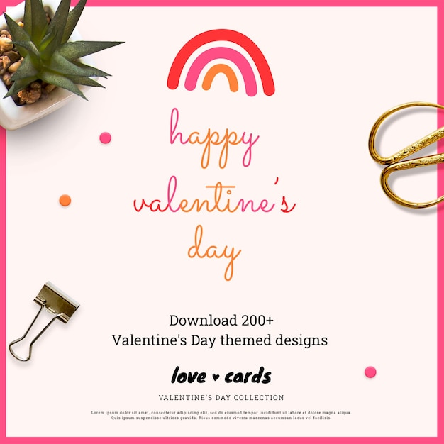 a pink and yellow poster for a happy valentine  s day