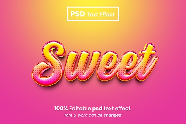 PSD a pink and yellow poster that says sweet