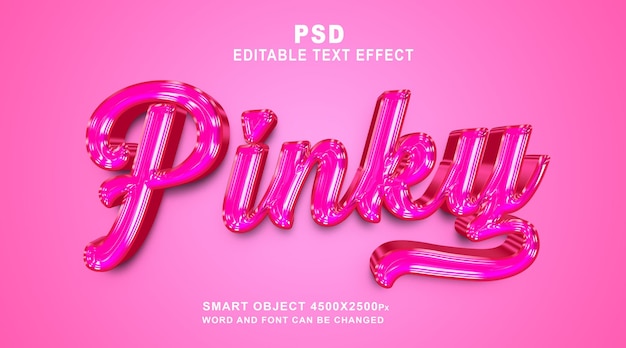 PSD pinky 3d edytowalny efekt tekstowy szablon psd z uroczym tłem