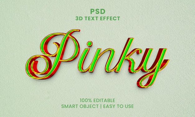 Pinky 3d teksteffect met een groene achtergrond