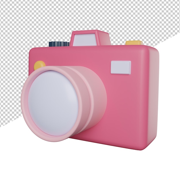 Pinky camera schattig zijaanzicht 3d-rendering illustratie pictogram png of transparante achtergrond