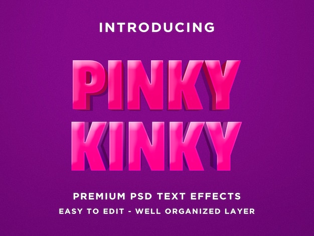 Pinky kinky - 3d teksteffect psd-sjabloon