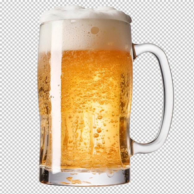 pint of beer with visible bubbles on isolated transparent background