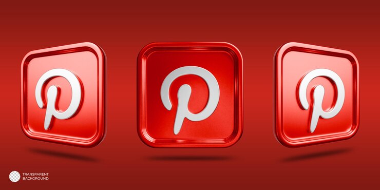 PSD pinterest 3d logo metallic