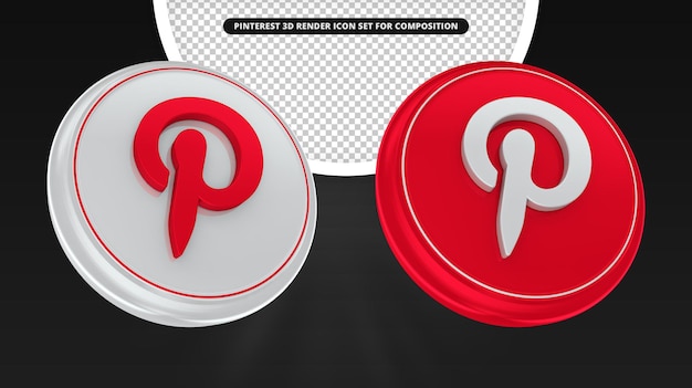 Pinterest 3d render icon for composition