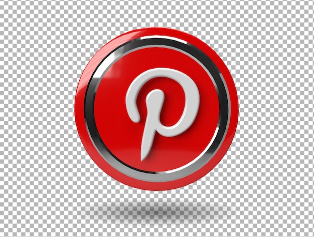 Pinterest 3d render pictogram logo op transparante achtergrond
