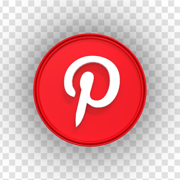 Icona pinterest 3d social media icona 3d lucida colorata rendering 3d per la composizione