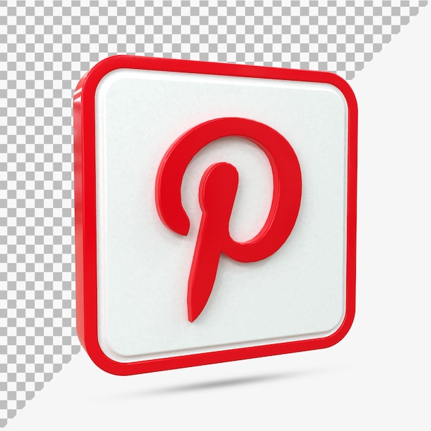 Pinterest 3d значок социальных сетей Красочная глянцевая 3d концепция иконки 3d рендеринг для композиции