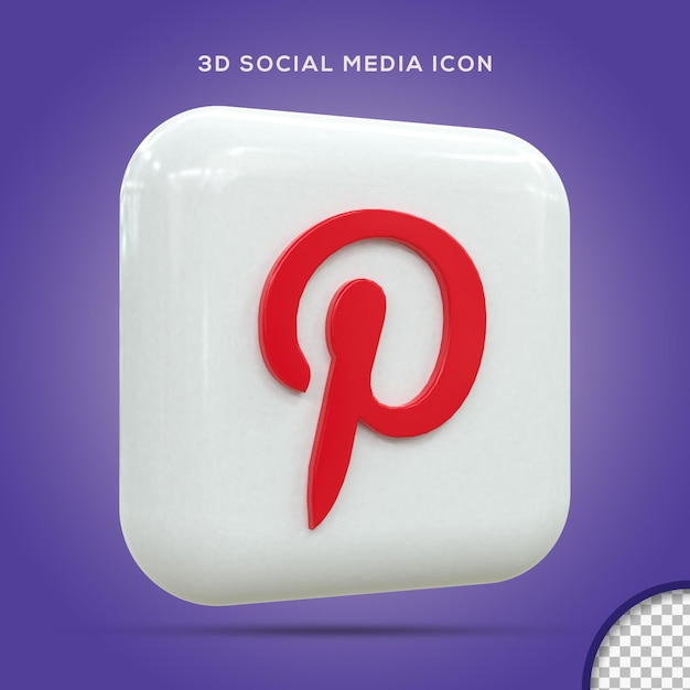 Pinterest 3d Social Media icon Kleurrijke glanzende 3d icon concept 3D-rendering voor compositie