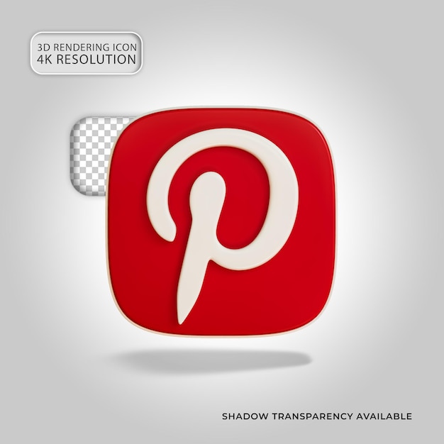 PSD pinterest app icon isolated 3d render illustration