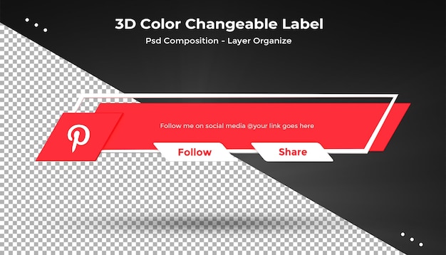 Pinterest connect us on social media lower third 3d design render icon badge