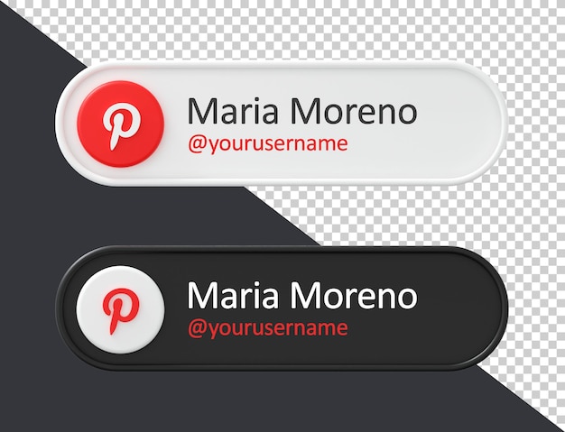 PSD pinterest フォローミー バナー 3 d レンダリング ラベル白い背景で隔離