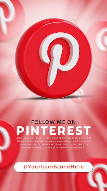 PSD pinterest logo lucido e icone social media story