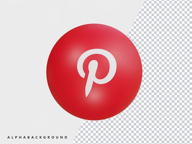 Pinterest icon 3d rendering transparent