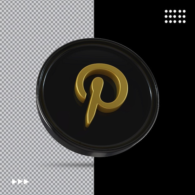 Pinterest Icon Gold с черным стилем