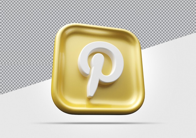 Значок Pinterest Золотой 3d рендеринг