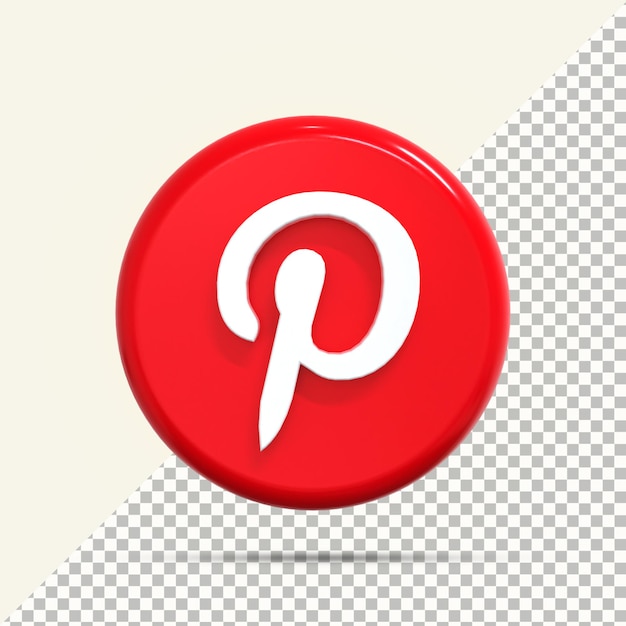 Значок pinterest в 3d-рендеринге для композиции