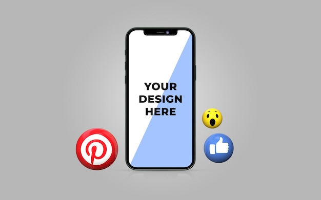 Мокап иконки Pinterest на iPhone