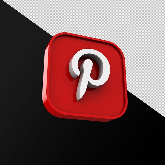 PSD pinterest icon, social media application. 3d rendering premium photo