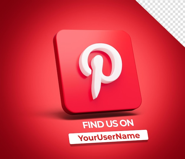 Pinterest ikona social media Logo Pinterest logo symbol 3d przezroczysty Psd